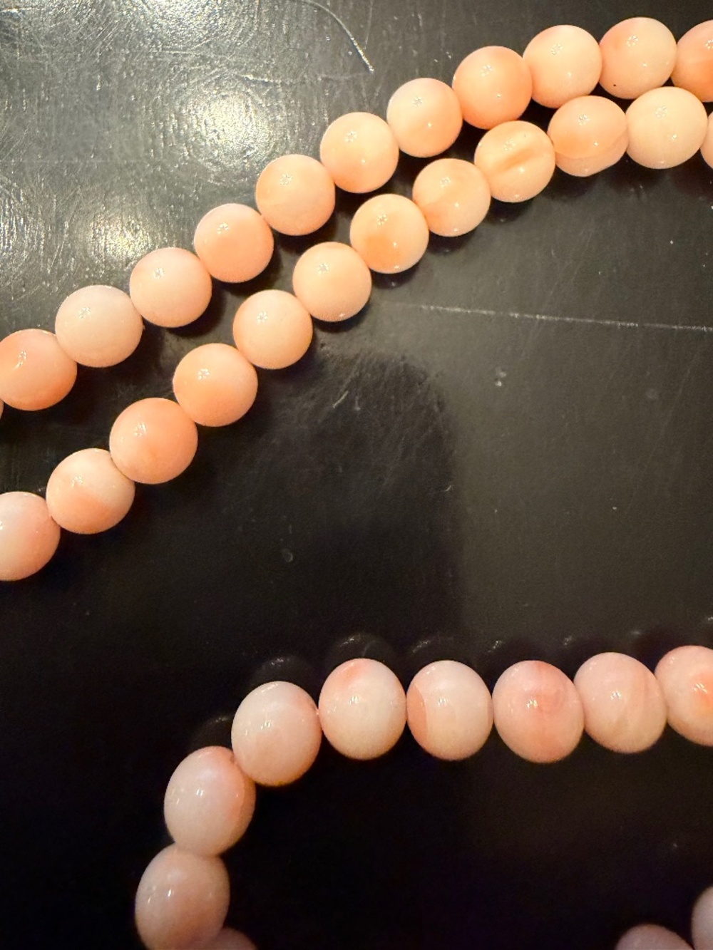 Gorgeous 16.5" Natural Blush Angel Skin Coral Bead Necklace w 1/20 14K GF Clasp - Picture 7 of 8